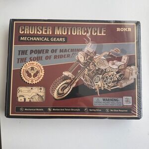 ROKR Cruiser Motorcycle 3D Wooden Puzzle LK504 Mechanical Gears Model Kit -READ